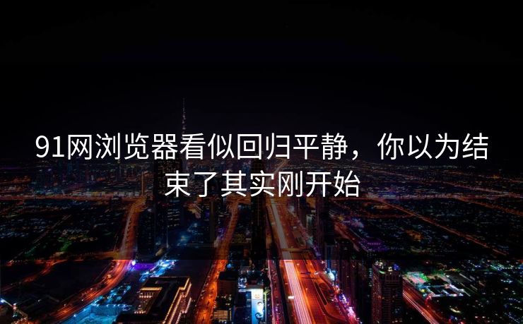 91网浏览器看似回归平静，你以为结束了其实刚开始