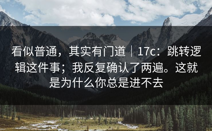 看似普通，其实有门道｜17c：跳转逻辑这件事；我反复确认了两遍。这就是为什么你总是进不去